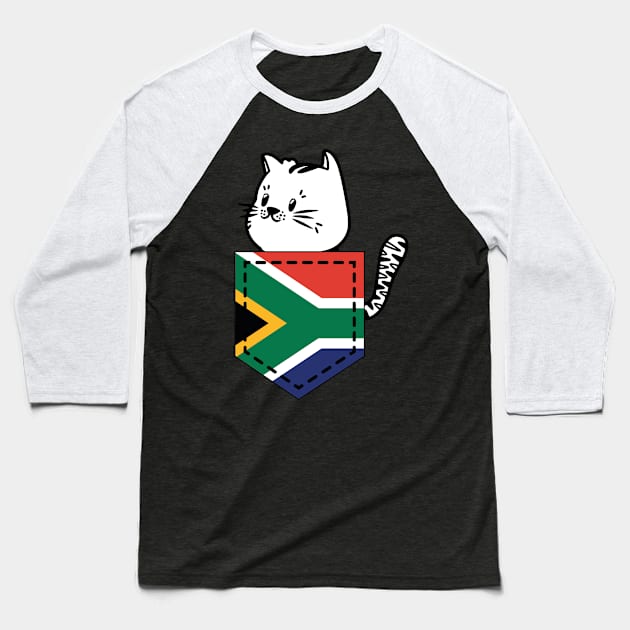 Patriotic Pocket Pussy - Cat Lover -  South African Patriot Baseball T-Shirt by PosterpartyCo